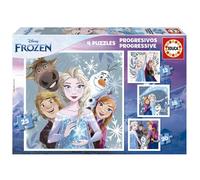 Educa - Lot de 4 Puzzles progressifs pour Enfants de 12 à 25 pièces avec des Images de Frozen et de Ses Amis. Dimensions : 16 x 16 cm. Recommandé pour Les Enfants de 3 Ans et Plus (19735)