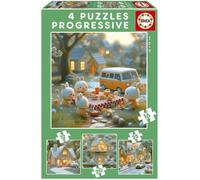 Puzzles progressifs - EDUCA - La Ville des Lapins - 4 puzzles - 12 à 25 pièces - Pour enfants