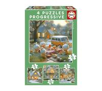 Puzzles progressifs - EDUCA - La Ville des Lapins - 4 puzzles - 12 a 25 pieces - Pour enfants