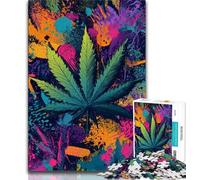 Puzzles psychédéliques à Feuilles 1000 pièces pour Adolescents, Assemblage de Motifs Amusant à la Maison, Cadeau d'anniversaire, Cadeau de Voyage 38x26cm