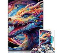 Puzzles psychédéliques à thème Dragon pour Adolescents, Anti-Stress, pour Passer Le Temps à la Maison, avec Affiche et fiche de Questions-réponses Assorties (75x50cm)