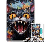 Puzzles psychédéliques Animaux Chats 1000 pièces pour Adultes, Difficiles à compléter mais Amusants et Humoristiques, décoration d'intérieur et Cadeaux Uniques 50x75cm