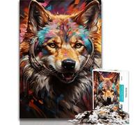 Puzzles psychédéliques Animaux Loups 1000 pièces pour Adolescents, Jeux éducatifs, décoration d'intérieur, à Offrir en Cadeau à Toute la Famille (50x75cm)