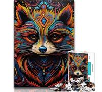 Puzzles psychédéliques Animaux Raton Laveur 1000 pièces pour Adolescents, Aide Le Cerveau à exercer des Jouets addictifs pour cultiver la Patience, Excellent Cadeau (75x50cm)