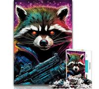 Puzzles psychédéliques Animaux Raton Laveur pour Adolescents 1000 Puzzles, Difficiles à compléter mais Amusants et Humoristiques Cadeau d'anniversaire, Cadeaux, Art Mural 75x50cm