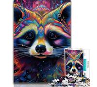 Puzzles psychédéliques Animaux Raton Laveur pour Adolescents 1000 Puzzles, Difficiles à compléter mais Amusants et Humoristiques Cadeau d'anniversaire, Cadeaux, Art Mural 38x26cm