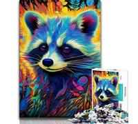 Puzzles psychédéliques Animaux Raton Laveur pour Adolescents, Jeu Familial Anti-Stress, défi Difficile, Collection d'artistes, Beaux-Arts (75x50cm)