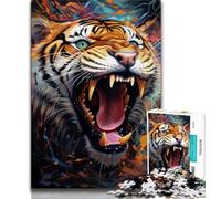 Puzzles psychédéliques Animaux Tigres 1000 pièces pour Adolescents, Assemblage de Motifs Amusant à la Maison, Cadeau d'anniversaire, Cadeaux de Voyage (50x75cm)