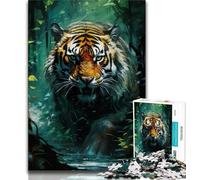 Puzzles psychédéliques Animaux Tigres 1000 pièces pour Adolescents, Jeu Stimulant et Jeu Familial avec des pièces entièrement emboîtables de Formes aléatoires (38x26cm)