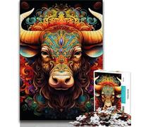 Puzzles psychédéliques Buffalo 1000 pièces pour Adolescents, Aide Le Cerveau à exercer des Jouets addictifs pour cultiver la Patience et l'interaction Parent-Enfant (75x50cm)