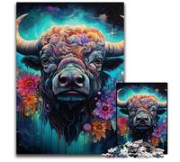 Puzzles psychédéliques Buffalo 1000 pièces pour Adultes, Puzzles pour Adultes, activité familiale, décoration d'intérieur, Cadeau de Vacances 50x75cm/19,68x29,52 Pouces