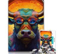 Puzzles psychédéliques Buffalo pour Adolescents, 1 000 pièces, Jeu éducatif, Jouet de défi, décoration Murale, Cadeaux d'anniversaire et de Noël Uniques, 50x75cm