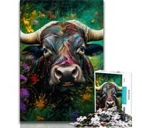 Puzzles psychédéliques Buffalo pour Adolescents 1000 pièces, Jouets éducatifs et Anti-Stress, adaptés à la décoration de Bureau (38x26cm)