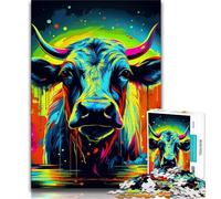Puzzles psychédéliques Buffalo pour Adolescents 1000 Puzzles, Difficiles à compléter mais Amusants et Humoristiques Décoration d'intérieur et Cadeaux Uniques 38x26cm