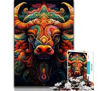 Puzzles psychédéliques Buffalo pour Adolescents, Puzzle de 1 000 pièces, Jeu de réflexion, décoration Murale, Cadeaux Uniques pour Anniversaire et Noël, 50x75cm