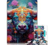 Puzzles psychédéliques Buffalo pour Adultes 1000 Puzzles, Jeu Stimulant, idéal comme Cadeau pour Toute la Famille 38x26cm
