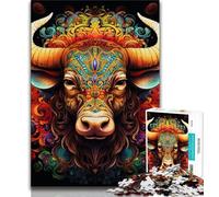 Puzzles psychédéliques Buffalo pour Adultes et Adolescents, 1000 pièces, Jeu Stimulant et Familial avec des pièces de Formes aléatoires entièrement emboîtables (75x50cm)