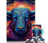 Puzzles psychédéliques Buffalo pour Adultes et Adolescents, Jeux éducatifs, décoration Murale, Cadeaux d'anniversaire et de Noël Uniques 38x26cm