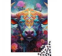 Puzzles psychédéliques Buffalo pour Puzzles en Bois, Excellent Cadeau pour Adultes, Cadeaux de Vacances, 1000 pièces (75 x 50 cm)