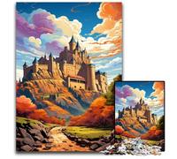 Puzzles psychédéliques colorés du château de Carcassonne pour Adultes 1000 Puzzles Difficiles pour Adultes Cadeau Parfait pour Les Parents Les Amoureux Les Amis - Âge + 1000 pièces (38x26cm)