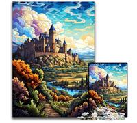 Puzzles psychédéliques colorés du château de Carcassonne pour Adultes Puzzles impossibles de 1000 pièces pour Adultes Parfait pour s'amuser en Famille Pendant Les Vacances 1000 pièces (38x26cm)