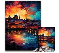 Puzzles psychédéliques colorés du château de Prague 1000 pièces pour Adultes Puzzles stimulants Casse-tête à Faire soi-même Jeu Familial Parfait ou Cadeau décoratif 1000 pièces (38x26cm)