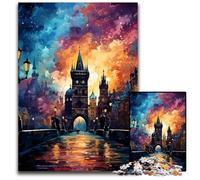 Puzzles psychédéliques colorés du Pont Charles pour Adultes 1000 Puzzles Difficiles pour Adultes Soirée de Jeux en Famille Amusante Œuvres d'art décoratives à Faire soi-même 1000 pièces (75x50cm)