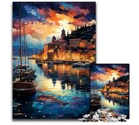 Puzzles psychédéliques colorés du Port de Dubrovnik 1000 pièces pour Adultes Puzzles pour Adultes pour Adolescents et familles Décoration de Bricolage Parfaite et défi cérébral 1000 pièces (38x26 cm)