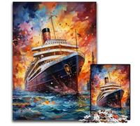 Puzzles psychédéliques colorés du Titanic pour Adultes 1000 pièces Puzzles Difficiles pour Adultes pour Les Vacances et décoration intérieure 1000 pièces (38x26cm)