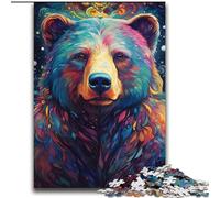 Puzzles psychédéliques colorés représentant Un Ours Brun pour Adultes et Adolescents, 2000 pièces, Jouets addictifs pour la décoration de la Maison (70x100cm)