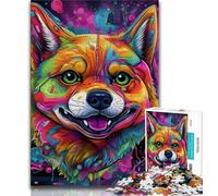 Puzzles psychédéliques Corgi 1000 pièces pour Adultes, Jeu Stimulant et Jeu Familial avec des pièces entièrement emboîtables de Formes aléatoires 38x26cm