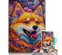 Puzzles psychédéliques Corgi pour Adolescents 1000 Puzzles, Jouets éducatifs et éducatifs, Jeux familiaux avec Affiche Assortie et Feuille de Questions-réponses 38x26cm