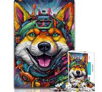Puzzles psychédéliques Corgi pour Adolescents, Anti-Stress, Vacances à la Maison, avec Affiche et fiche de Questions-réponses Assorties (75x50cm)