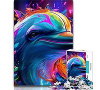Puzzles psychédéliques Dauphins pour Adolescents, Jeux stimulants, Chaque pièce est Unique - Jeu Familial Stimulant (38x26cm)