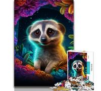Puzzles psychédéliques de 1 000 pièces représentant des lémuriens pour Adolescents, Un Jeu éducatif Amusant et Humoristique pour Un Anniversaire 38x26cm