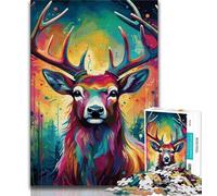 Puzzles psychédéliques de 1 000 pièces représentant des Rennes,idéal pour Les Adultes,idéal pour Les Vacances à la Maison,pour Tuer Le Temps Chaque pièce est Unique - Jeu Familial Stimulant (50x75cm)