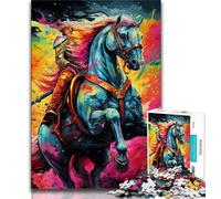 Puzzles psychédéliques de Chevaux colorés 1000 pièces pour Adolescents, Assemblage de Motifs Amusant à la Maison, Cadeau d'anniversaire, Cadeaux de Voyage 75x50cm