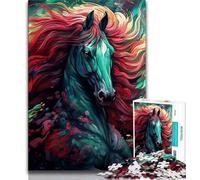 Puzzles psychédéliques de Chevaux colorés pour Adolescents, Puzzle de 1 000 pièces, Assemblage de Motifs Amusant à la Maison, Cadeau d'anniversaire, Cadeau de Voyage (50x75cm)