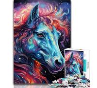 Puzzles psychédéliques de Chevaux colorés pour Adultes et Adolescents, 1 000 pièces, Aide Le Cerveau à exercer des Jouets addictifs pour cultiver la Patience Une œuvre d'art (38x26cm)