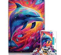 Puzzles psychédéliques de Dauphins pour Adolescents 1000 pièces, aident Le Cerveau à exercer des Jouets addictifs pour cultiver la Patience, Excellent Cadeau 50x75cm