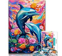 Puzzles psychédéliques de Dauphins pour Adolescents, 1000 pièces, Anti-Stress, défi Difficile, idéal pour la décoration de Bureau (75x50cm)
