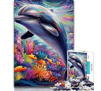 Puzzles psychédéliques de Dauphins pour Adolescents, Jeu Familial Anti-Stress, défi Difficile, Collection d'artistes, Beaux-Arts (75x50cm)
