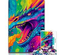 Puzzles psychédéliques de Dragon pour Adolescents, Puzzle de 1 000 pièces, Jeu Familial Anti-Stress, défi Difficile, Cadeaux du Père Noël Secret (50x75cm)