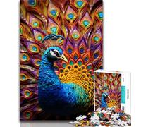 Puzzles psychédéliques de Paon pour Adultes 1000, Aidez Le Cerveau à exercer des Jouets addictifs pour cultiver la Patience Une œuvre d'art 38x26cm