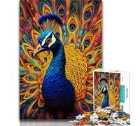 Puzzles psychédéliques de Paon pour Adultes et Adolescents, Jeu éducatif Difficile à réaliser, Amusant et Humoristique pour Un Anniversaire (38x26cm)