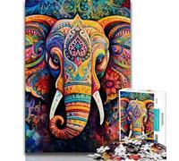 Puzzles psychédéliques d'éléphants pour Adultes et Adolescents, Aidez Le Cerveau à exercer des Jouets addictifs pour cultiver la Patience et l'interaction Parent-Enfant (50x75cm)
