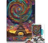 Puzzles psychédéliques Eiffel pour Adolescents 1000 Puzzles, Jeu Familial Anti-Stress, défi Difficile, Cadeaux pour Amis et Famille 50x75cm