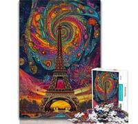 Puzzles psychédéliques Eiffel pour Adolescents, Jeu éducatif, Jouet, Cadeau d'anniversaire, décoration Murale (Taille 75x50cm)