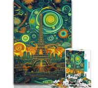 Puzzles psychédéliques Eiffel pour Adultes 1000 Puzzles, Jeu Familial Anti-Stress, défi Difficile, Cadeaux du Père Noël Secret 50x75cm