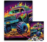 Puzzles psychédéliques en Bois pour Adultes, 1 000 pièces, Motif Camion, idéal pour la décoration intérieure et Les fêtes de Fin d'année, 50x75cm / 19,68x29,52 Pouces